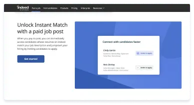 Unlock Instant Match with a paid job post. When you pay to post, you can immediately access candidates whose CVs on Indeed match your job description and jumpstart your recruitment by inviting candidates to apply.